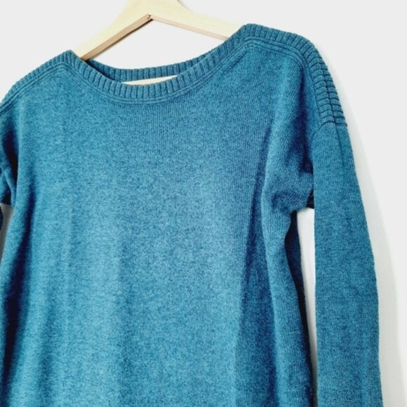 OLD NAVY Marled Sweater Knit Top High Low Hem 3/4 Sleeve Blue Sz S - Picture 5 of 13